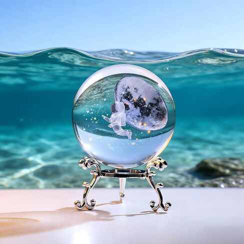 1Pc Starry Night Walk Crystal Ball with Creative Metal Base, Glass Globe for Home Desk Decor, Meditation Gifts for Women & Men（AB-10） in Saudi Arabia