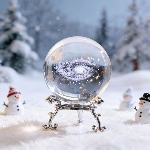 1Pc Starry Night Walk Crystal Ball with Creative Metal Base, Glass Globe for Home Desk Decor, Meditation Gifts for Women & Men（AB-10） in Saudi Arabia