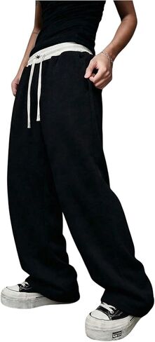 OYOANGLE Men's Graphic Straight Leg Sweatpants Drawstring High Waisted Baggy Jogger Pants with Pockets in Kuwait