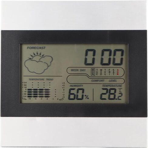 Digital Weather Clock, Large Display Aluminum ABS Frame with Temperature Humidity Moon Phase Comfort Level ℃/℉ Switch 12/24H Mode for Bedside Desktop Wall Mount in Kuwait