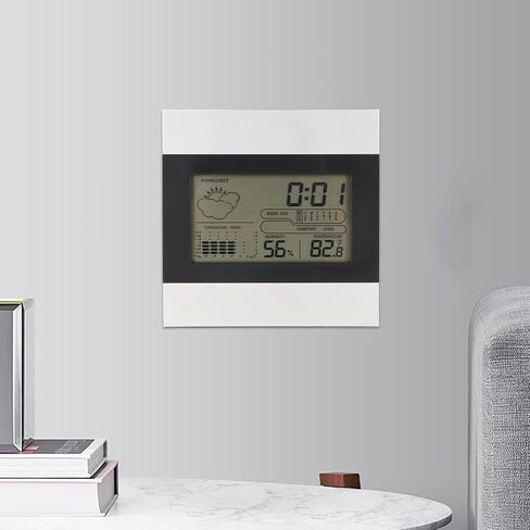 Digital Weather Clock, Large Display Aluminum ABS Frame with Temperature Humidity Moon Phase Comfort Level ℃/℉ Switch 12/24H Mode for Bedside Desktop Wall Mount in Kuwait