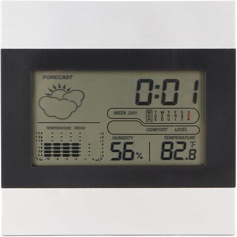 Digital Weather Clock, Large Display Aluminum ABS Frame with Temperature Humidity Moon Phase Comfort Level ℃/℉ Switch 12/24H Mode for Bedside Desktop Wall Mount in Kuwait