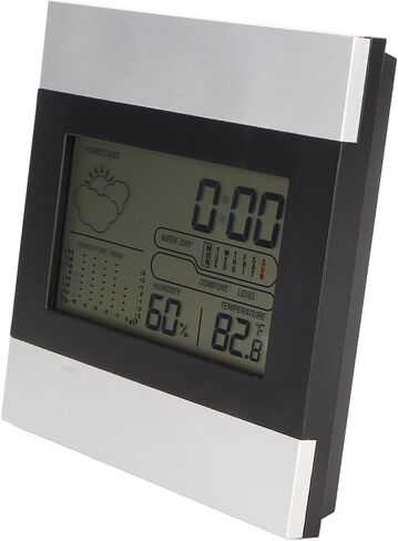 Digital Weather Clock, Large Display Aluminum ABS Frame with Temperature Humidity Moon Phase Comfort Level ℃/℉ Switch 12/24H Mode for Bedside Desktop Wall Mount in Kuwait