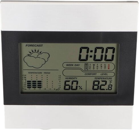 Digital Weather Clock, Large Display Aluminum ABS Frame with Temperature Humidity Moon Phase Comfort Level ℃/℉ Switch 12/24H Mode for Bedside Desktop Wall Mount in Kuwait