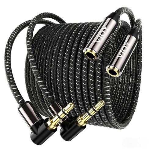VIOY Headphone Extension Cable 10FT(2 pack), 3.5 mm Audio Extension Cable-Aux Cord Extender 90-Degree Right Angle Male to Female Stereo Audio Cable Nylon Braided for Smartphones, Tablets, Media Player in Kuwait