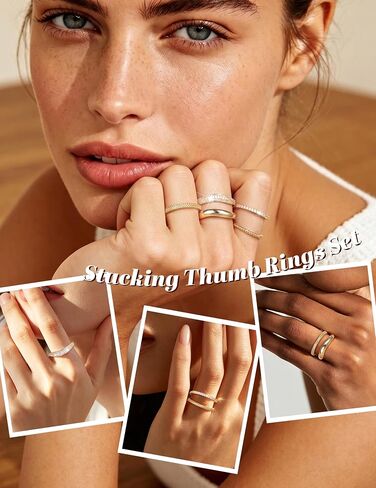 Gold Stackable Rings for Women Non Tarnish Dainty 14K Gold Plated Stacking Ring Cubic Zirconia Knuckle Pinky Rings Set Trendy Statement Promise Wedding Band Ring Size 6-10 in Kuwait
