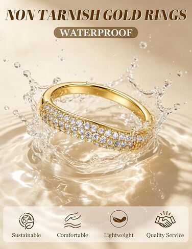 Gold Stackable Rings for Women Non Tarnish Dainty 14K Gold Plated Stacking Ring Cubic Zirconia Knuckle Pinky Rings Set Trendy Statement Promise Wedding Band Ring Size 6-10 in Kuwait