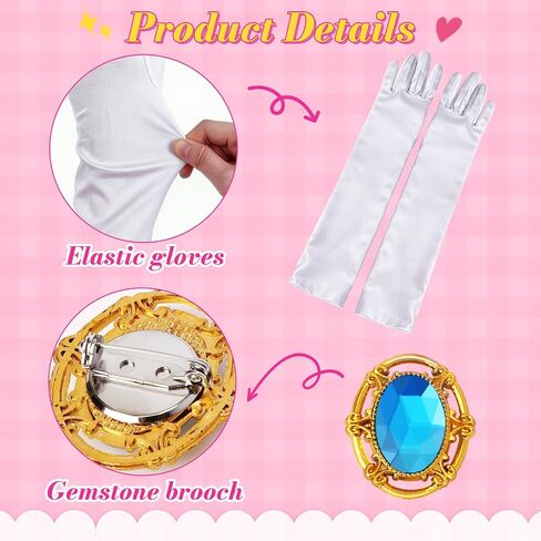 Snwquik 5 Pcs Princess Costume and Accessories,Crown/Tutu Skirt/Earring/Brooch/Gloves for Women Halloween Dress Up in Kuwait