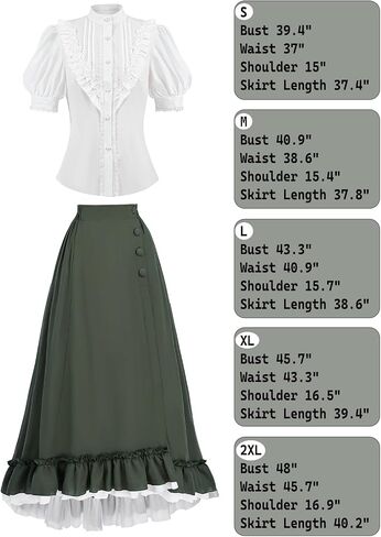 CR ROLECOS 1800s Victorian Dress for Women 2-Piece Ruffle Edwardian Dress Costume with Pockets in Saudi Arabia