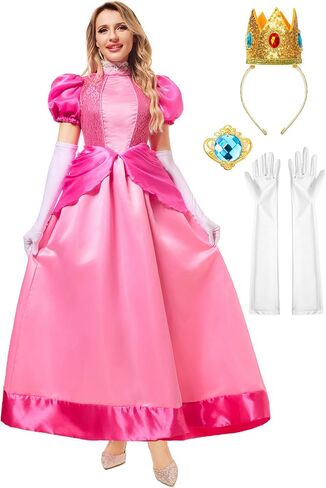Funna Princess Costume Adult Women Dresses Halloween Dress up Cosplay with Crown Gloves in Saudi Arabia