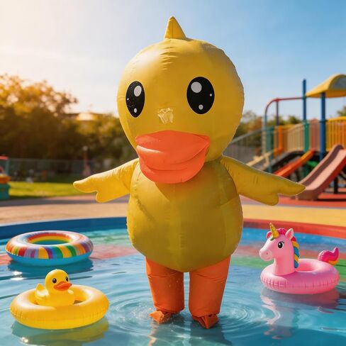 Inflatable Duck Costume for Adults, Full Body Funny Animal Mascot Suit for Halloween, Cosplay Event Fancy Dress in Saudi Arabia