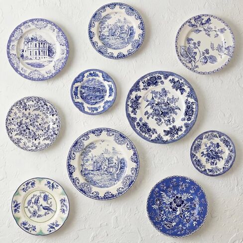 5 Pcs Holland Wall Sculpture Plates for Wall, Ceramic Vintage Blue and White Plates Set, Vintage Gifts, Display Home Bedroom Office Art Ornament(Flowers) in Kuwait