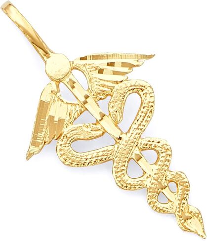 GoldenMine 14k Yellow Gold Caduceus Symbol Pendant in Saudi Arabia