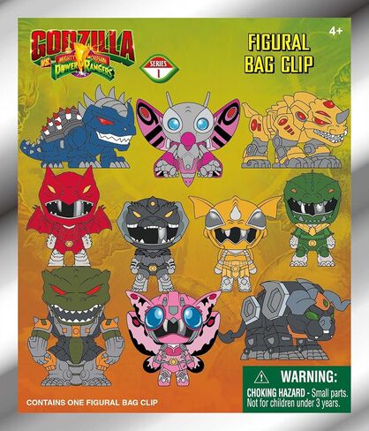 Godzilla vs Power Rangers Series 1 - مشبك حقيبة قابل للجمع مقاس 5 بوصات - حقيبة عمياء (شكل عشوائي واحد) - سلسلة مفاتيح شخصية متقاطعة/ملحق حقيبة الظهر | بضائع مرخصة رسميًا in Kuwait