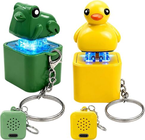 QYANGG Frog Croaking Fidget Toy, Quacking Duck Stress Reliever Keychain, Rechargeable Duck Frog Fidget Clicker with Colorful Lights, Sensory Toy for Adults Stress Relief Anxiety in Saudi Arabia