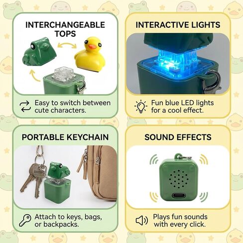 QYANGG Frog Croaking Fidget Toy, Quacking Duck Stress Reliever Keychain, Rechargeable Duck Frog Fidget Clicker with Colorful Lights, Sensory Toy for Adults Stress Relief Anxiety in Saudi Arabia