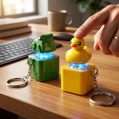 QYANGG Frog Croaking Fidget Toy, Quacking Duck Stress Reliever Keychain, Rechargeable Duck Frog Fidget Clicker with Colorful Lights, Sensory Toy for Adults Stress Relief Anxiety in Saudi Arabia