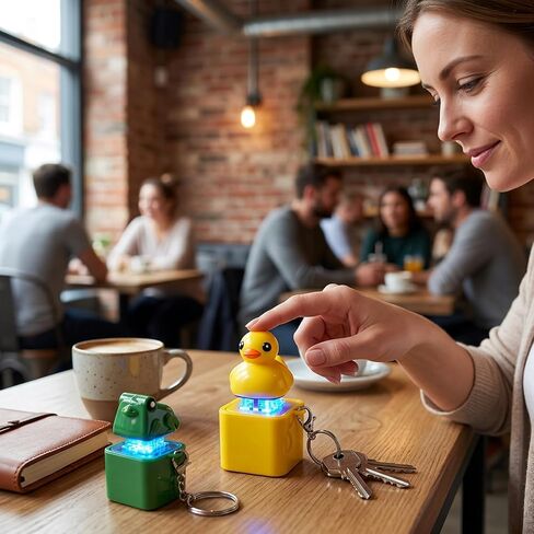 QYANGG Frog Croaking Fidget Toy, Quacking Duck Stress Reliever Keychain, Rechargeable Duck Frog Fidget Clicker with Colorful Lights, Sensory Toy for Adults Stress Relief Anxiety in Saudi Arabia