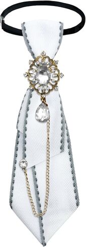 Rhinestone Ties for Women, Chain Neck Tie for Women with Crystal Adjustable Clip on Bow Tie for Party Celebration in Kuwait