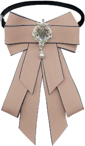 Clip on Bow Tie for Women, Rhinestone Womens Bow Tie with Pin Fancy Ladies' Bowtie for Party Prom Daily in Kuwait