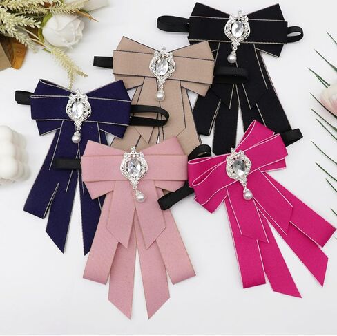 Clip on Bow Tie for Women, Rhinestone Womens Bow Tie with Pin Fancy Ladies' Bowtie for Party Prom Daily in Kuwait