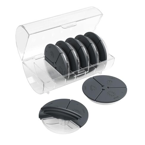 Ezy Dose Weekly (7-Day) Daily Pill Case, Medicine Planner, Vitamin Organizer Container, Compact Round Containers with Flexible Lids and Removable Compartments, 3 Times a Day, Soft Black, BPA Free in Kuwait