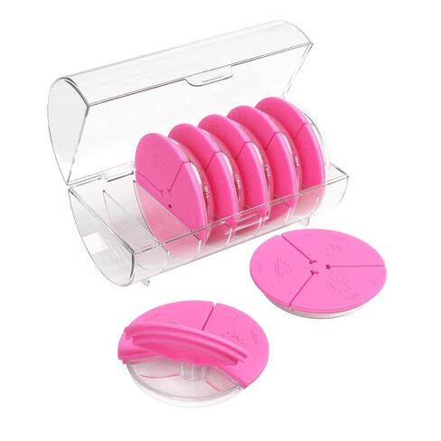 Ezy Dose Weekly (7-Day) Daily Pill Case, Medicine Planner, Vitamin Organizer Container, Compact Round Containers with Flexible Lids and Removable Compartments, 3 Times a Day, Soft Black, BPA Free in Kuwait