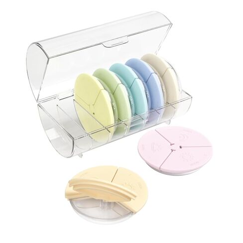 Ezy Dose Weekly (7-Day) Daily Pill Case, Medicine Planner, Vitamin Organizer Container, Compact Round Containers with Flexible Lids and Removable Compartments, 3 Times a Day, Soft Black, BPA Free in Kuwait