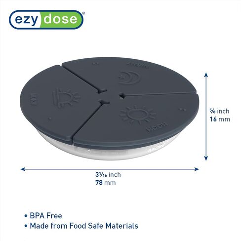 Ezy Dose Weekly (7-Day) Daily Pill Case, Medicine Planner, Vitamin Organizer Container, Compact Round Containers with Flexible Lids and Removable Compartments, 3 Times a Day, Soft Black, BPA Free in Kuwait