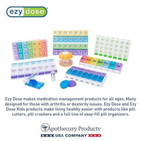 Ezy Dose Weekly (7-Day) Daily Pill Case, Medicine Planner, Vitamin Organizer Container, Compact Round Containers with Flexible Lids and Removable Compartments, 3 Times a Day, Soft Black, BPA Free in Kuwait