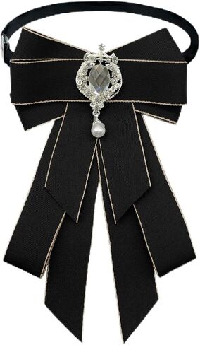 Clip on Bow Tie for Women, Rhinestone Womens Bow Tie with Pin Fancy Ladies' Bowtie for Party Prom Daily in Kuwait