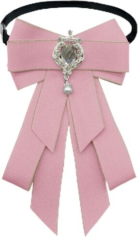Clip on Bow Tie for Women, Rhinestone Womens Bow Tie with Pin Fancy Ladies' Bowtie for Party Prom Daily in Kuwait