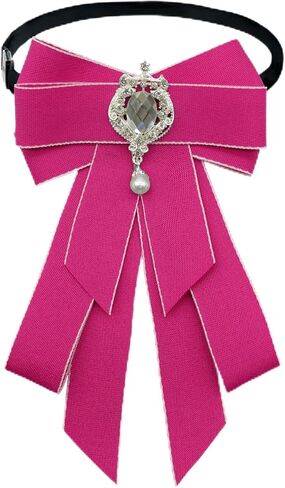 Clip on Bow Tie for Women, Rhinestone Womens Bow Tie with Pin Fancy Ladies' Bowtie for Party Prom Daily in Kuwait