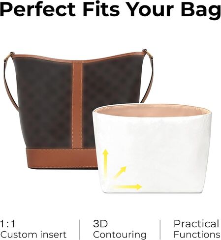 Purse Organizer Insert for CELINE Middle Bucket IN Triomphe Canvas and Calfskin,Custom Fit Inside Premium Vanile Lightweight WaterResistant Tote Bag Insert with Cup Holder Accessories in Saudi Arabia