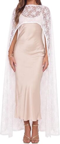 Women Lace Cape Sheer Poncho Top Floral Shawl Wrap for Evening Dresses Wedding Party Cover Up Capelet in Kuwait