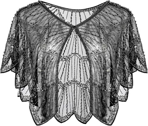 BABEYOND Women's 1920s Flapper Shawl - Sequin Beaded Evening Cape Bridal Shawl Cover Up for Party Accessories in Kuwait