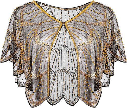BABEYOND Women's 1920s Flapper Shawl - Sequin Beaded Evening Cape Bridal Shawl Cover Up for Party Accessories in Kuwait