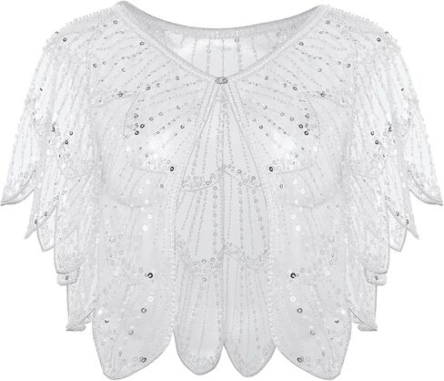 BABEYOND Women's 1920s Flapper Shawl - Sequin Beaded Evening Cape Bridal Shawl Cover Up for Party Accessories in Kuwait