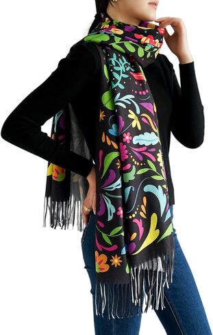 Mexican Otomi Boho Marigold Floral Shawl Wraps, Día de los Muertos & Harvest Festival, Rebozos Mexicanos Blanket Scarf for Women Teacher Mother Family Gifts in Kuwait