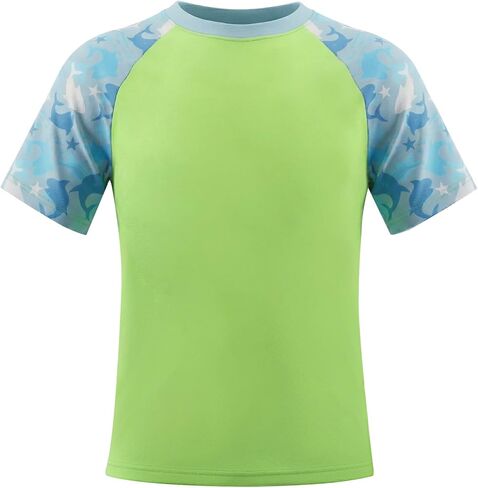 Boys UPF 50+ Rash Guard Short Sleeve Swim Shirt, 4-16Y, Quick Dry Kids UV Protection Surf Water Top Tee in Saudi Arabia