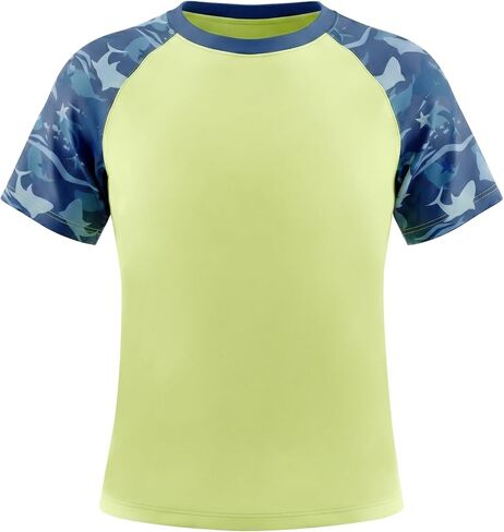Boys UPF 50+ Rash Guard Short Sleeve Swim Shirt, 4-16Y, Quick Dry Kids UV Protection Surf Water Top Tee in Kuwait