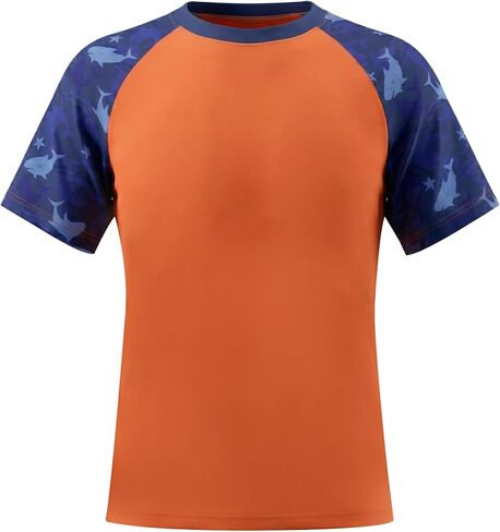 Boys UPF 50+ Rash Guard Short Sleeve Swim Shirt, 4-16Y, Quick Dry Kids UV Protection Surf Water Top Tee in Kuwait