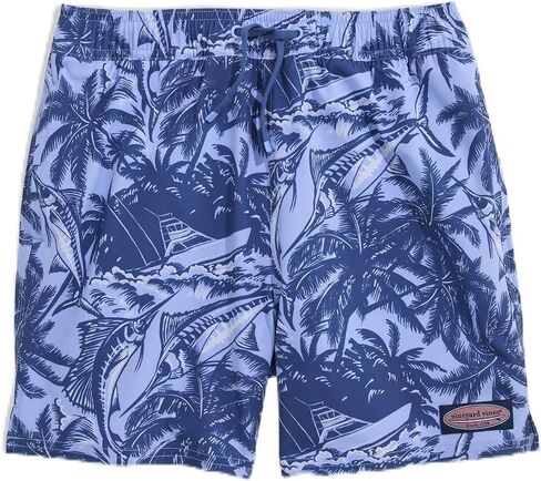 vineyard vines Boys' Printed Chappy Swim Trunks, Sportfish Palm-Serenity Blue, XL in Kuwait