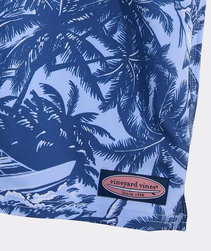 vineyard vines Boys' Printed Chappy Swim Trunks, Sportfish Palm-Serenity Blue, XL in Kuwait