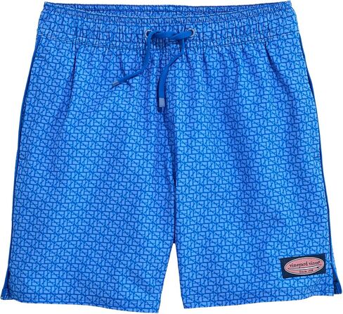 vineyard vines Boys' Printed Piped Chappy Swim Trunks, Puzzle Whale - Riptide, XL in Kuwait