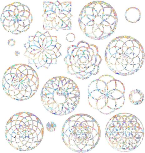 2 Sheets Window Clings for Birds, Rainbow Window Stickers Mandala, Window Decals for Birds to Help Birds Avoid Window Streaks in Kuwait