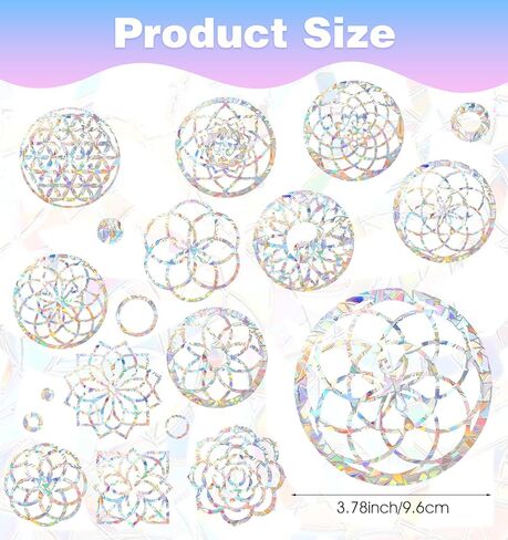 2 Sheets Window Clings for Birds, Rainbow Window Stickers Mandala, Window Decals for Birds to Help Birds Avoid Window Streaks in Kuwait