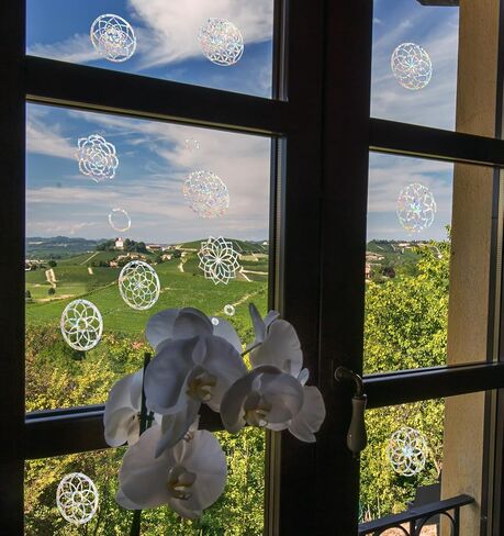 2 Sheets Window Clings for Birds, Rainbow Window Stickers Mandala, Window Decals for Birds to Help Birds Avoid Window Streaks in Kuwait