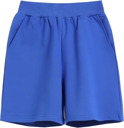 POBIDOBY Kids Athletic Shorts Comfortable Cotton Cropped Pants Casual Sports Quick-Dry Solid Boys Girls Summer 2T-9Y in Kuwait