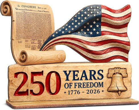 250 Anniversary USA Decorations, 9" Wooden America 250 Merchandise Sign, Fourth of July Decorations, Patriotic Decor, USA 250th Anniversary 4th of July Gifts, America 250th Birthday Gifts in Saudi Arabia